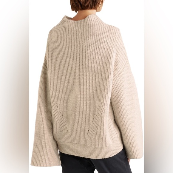 Nili Lotan oatmeal beige Ronnie wool mock neck turtleneck sweater - Small - Picture 3 of 12